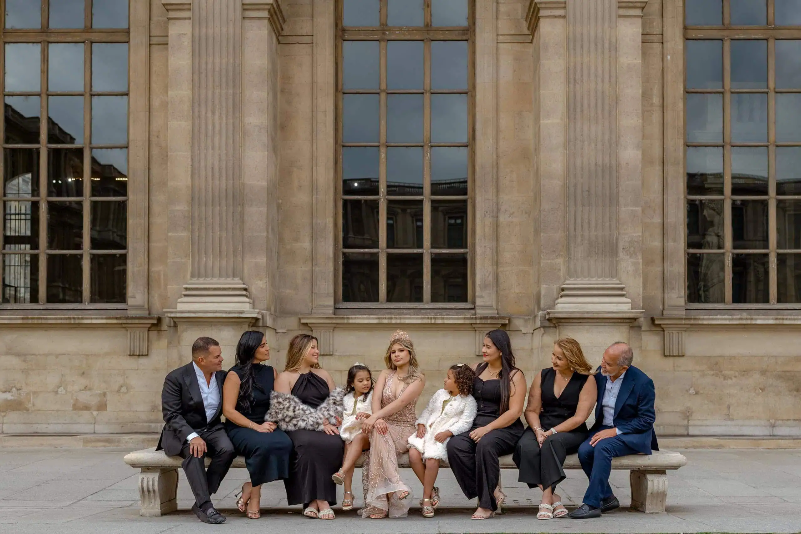 Family group portrait stone bench Rome - Rome by Finzi